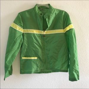 Vintage campus green zip up windbreaker jacket medium